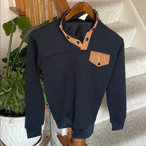 Zyia Black and Tan Quilted Sweater